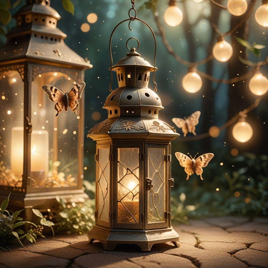 Whimsical Moth Dance in Golden Glow