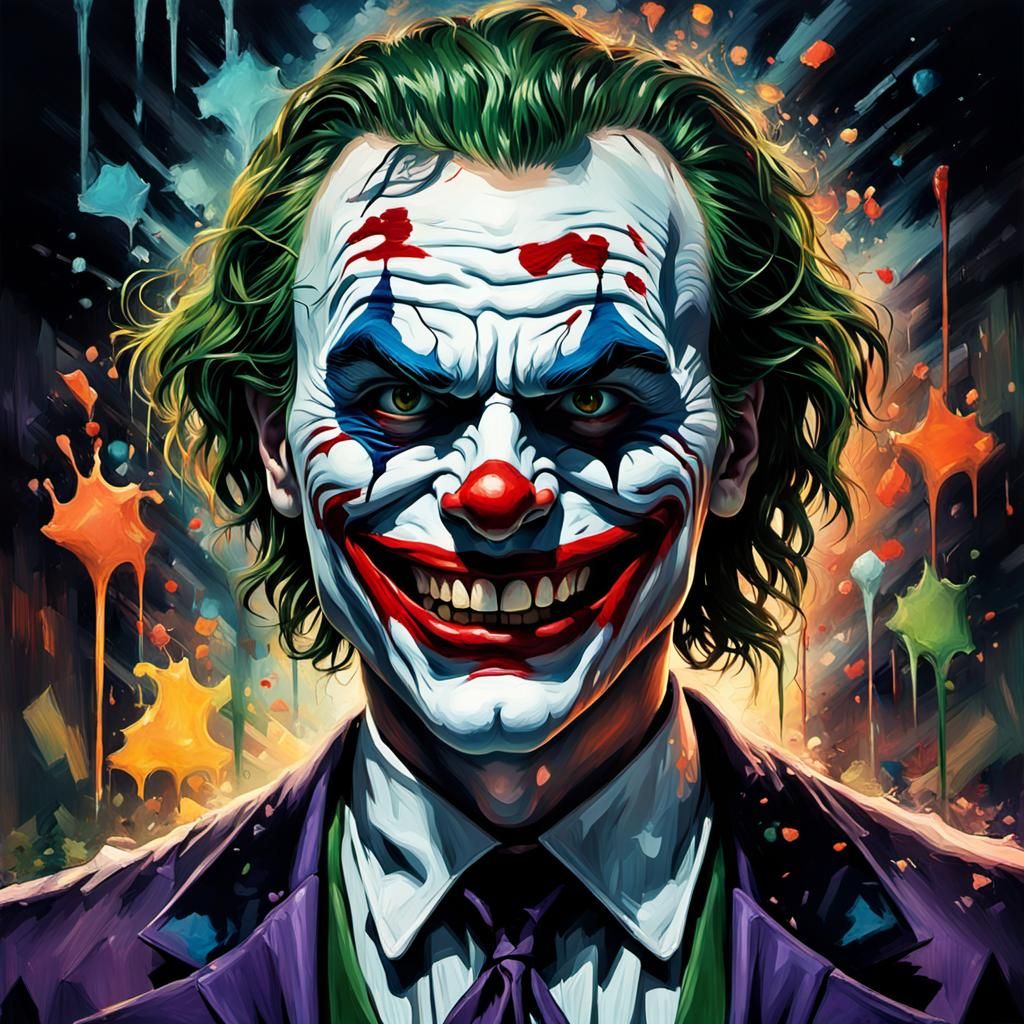 Grotesque Joker Grinning in Gothic Impressionist Style