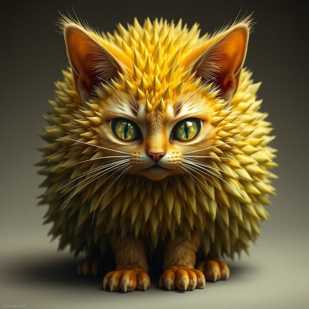 Surrealist Feline Fruit Creature