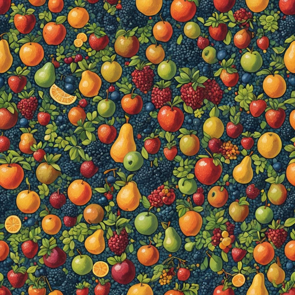 Still Life Fruit in Pointillism Style