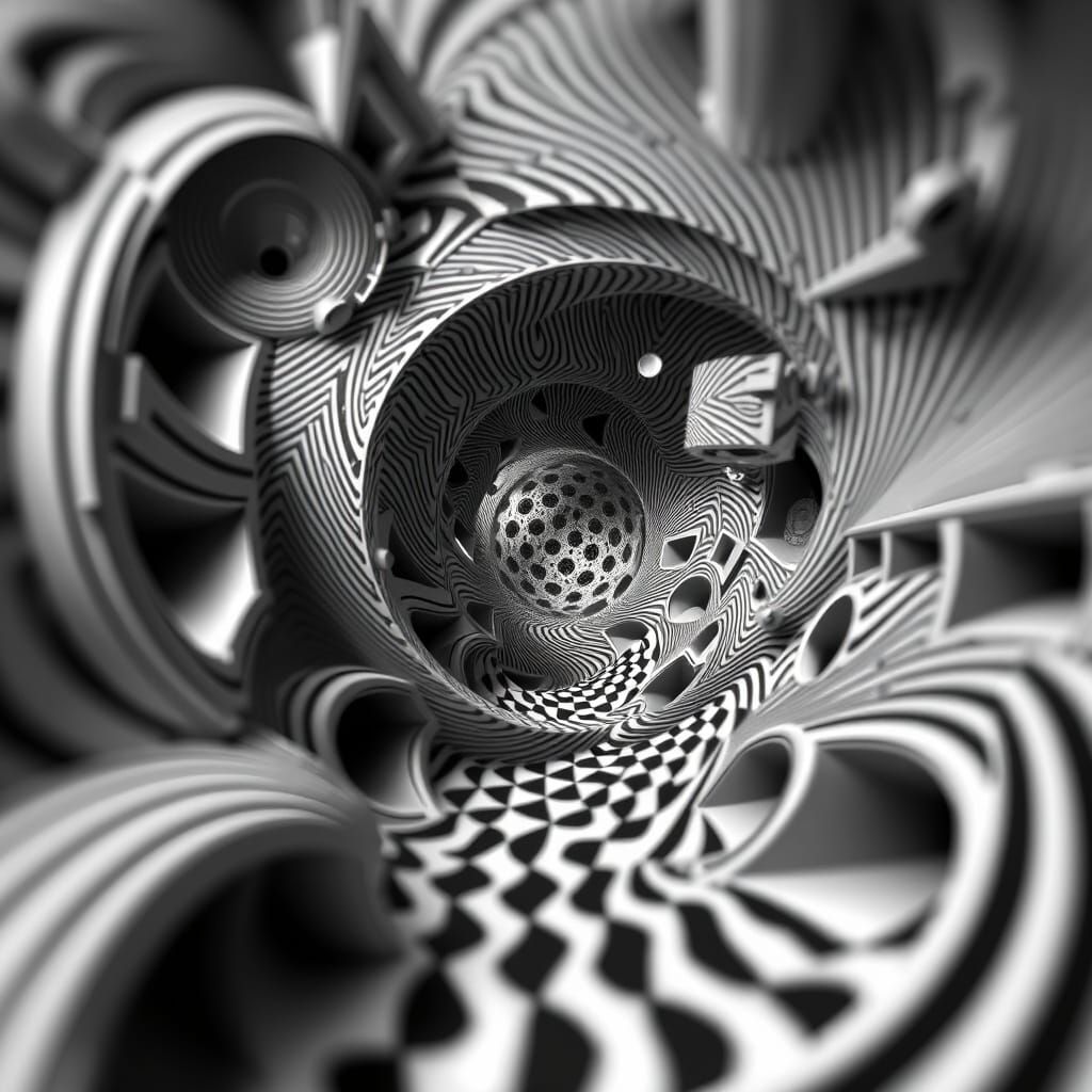 Surreal Geometric Convergence in Escher-esque Futuristic Sty...