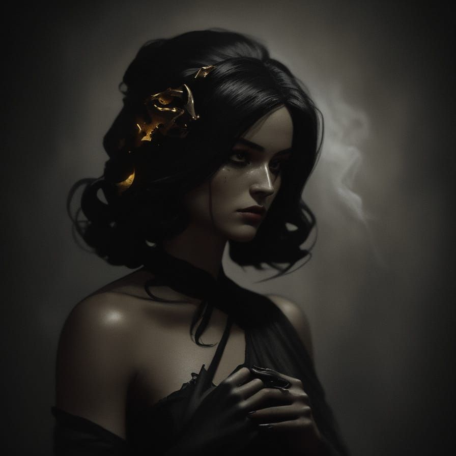 Masked Figure in Noir Cinematic Oil Painting