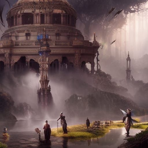Cinematic Bee in Detailed Digital Matte Painting