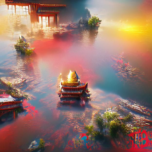 Tranquil Temple on the Water