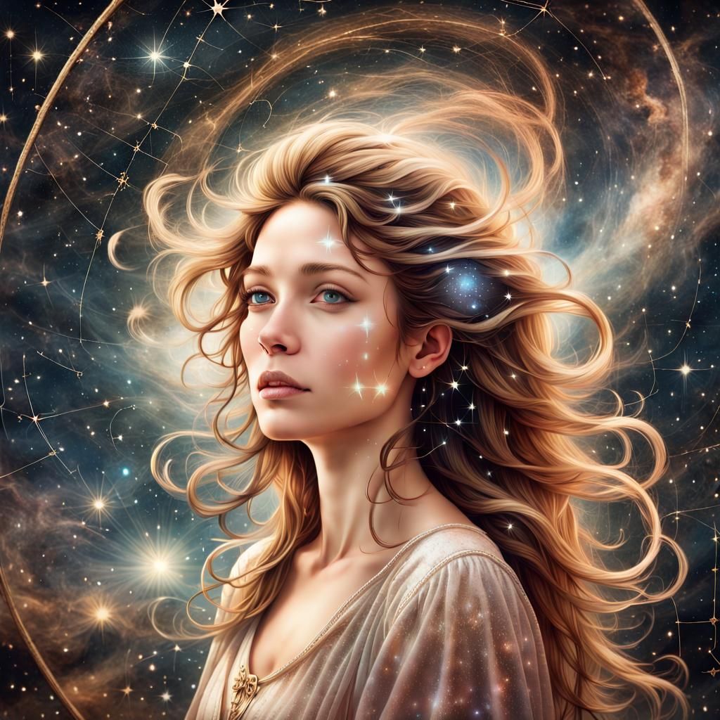 Celestial Woman Constellation Viewed Through Telescope