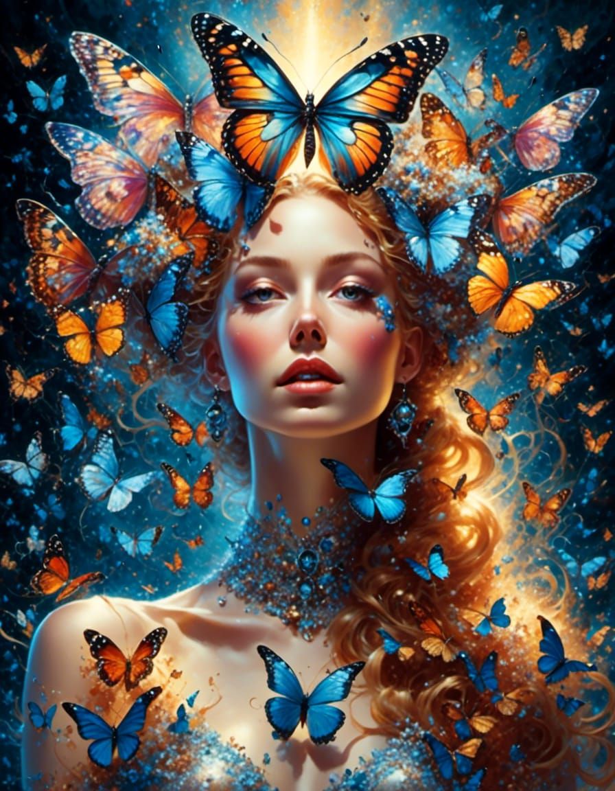 Butterfly Explosion in Purple Fantasy Style