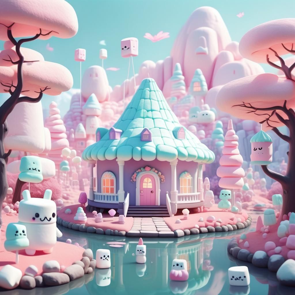 Marshmallowpunk World with Sinister Marshmallows in 3D Anime...