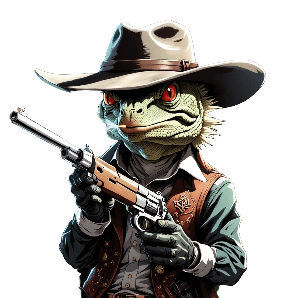 Cowboy Lizard Smoking: Anime Manga Style Illustration