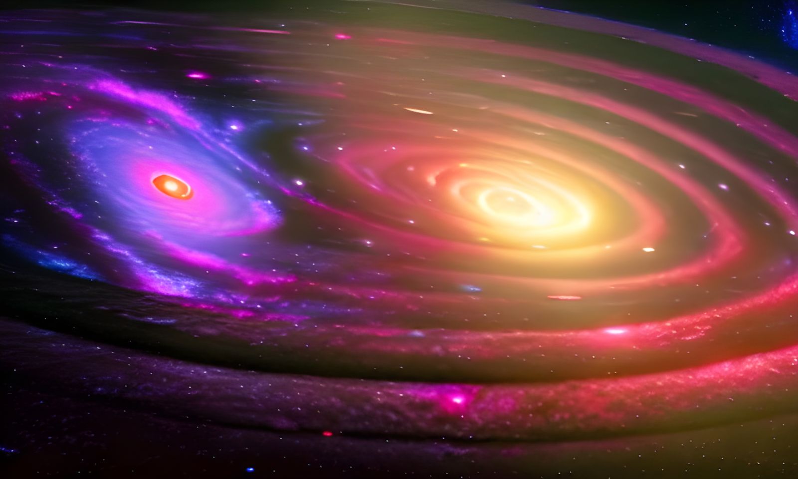 Spiral Galaxy Collision in Cosmic Photorealistic Style