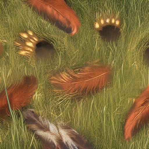 Paw Prints in Forest: A Renaissance Painting