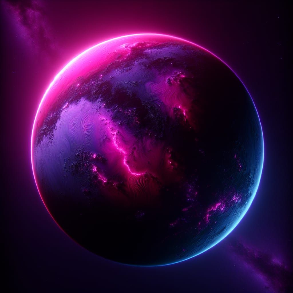 Neon Gas Giant with Vivid Lighting