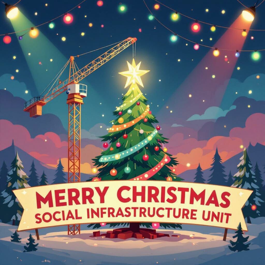 Funny Christmas Photo Backdrop with Crane and Star