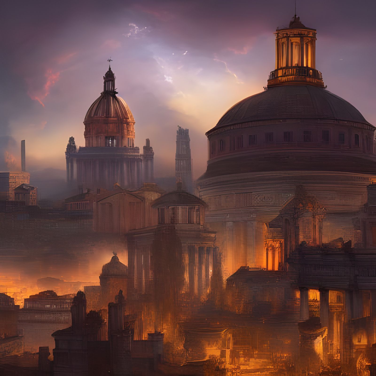 Fantasy Roman City at Golden Hour: Epic Landscape