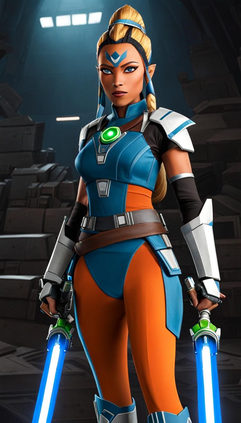 Ahsoka Tano with Omnitrix in Cyberpunk Style