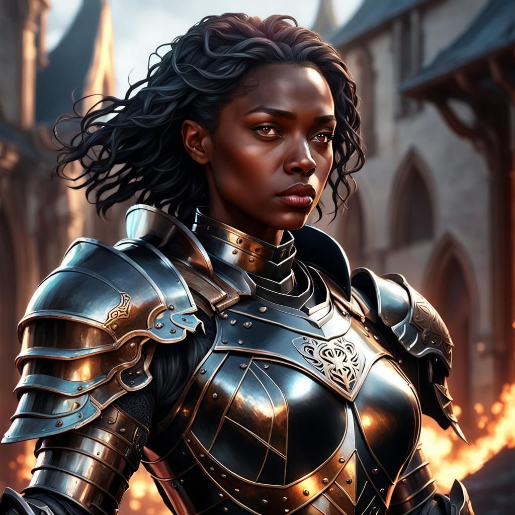 Armored Female Knight with Broken Heart Shield