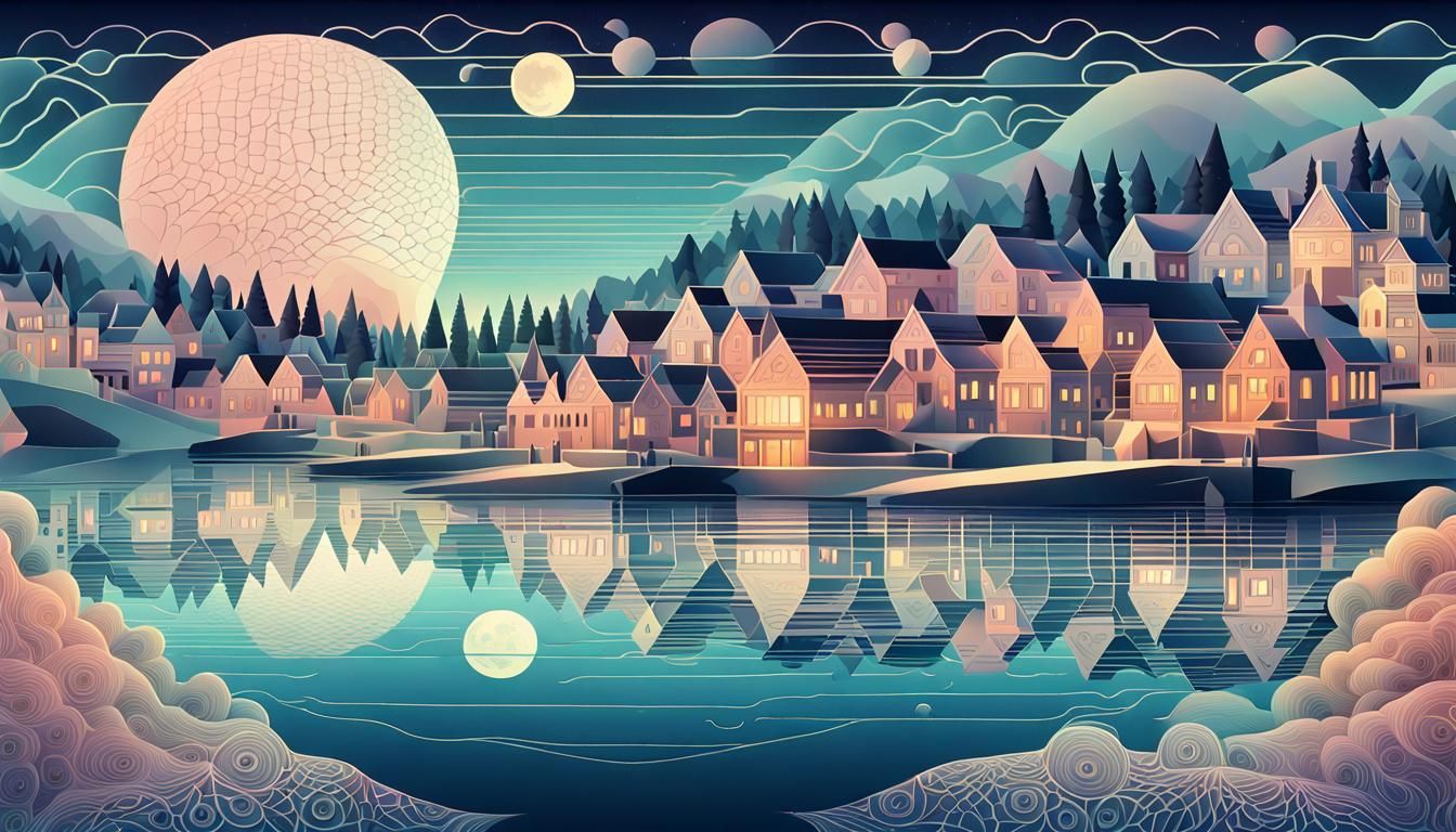 Moon Rising: Abstract Vector Fractal in Pastel Colors