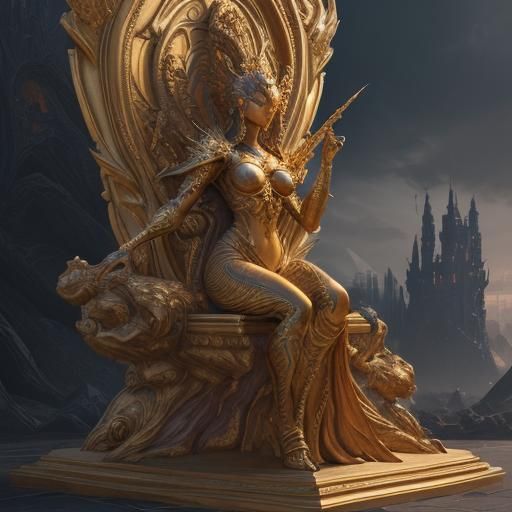 Detailed Gold Statue Fantasy Concept Art
