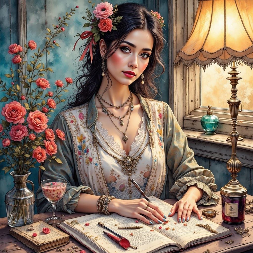 A Young Woman's Melancholy Moment of Despair in a Hyperreali...