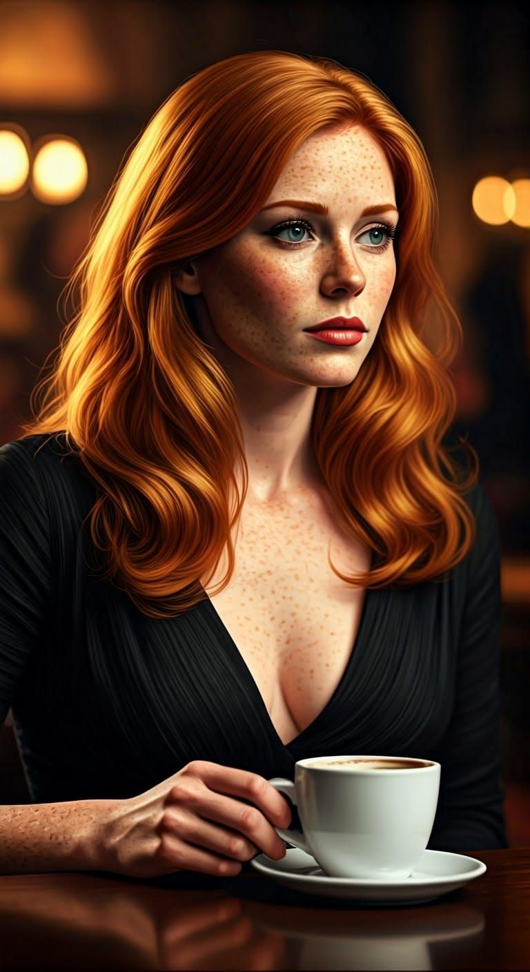 Hyperrealistic Pop Art Portrait of a Red Haired Irish Woman