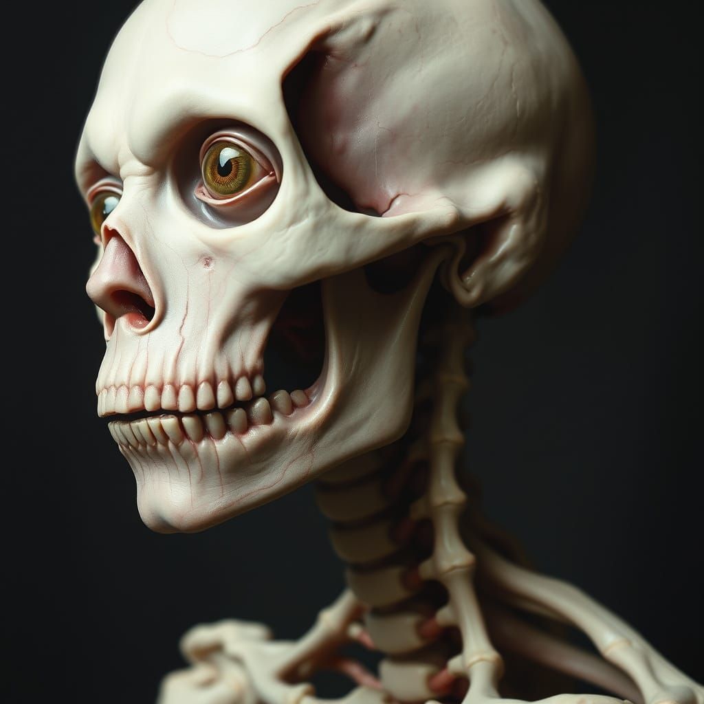 Humanoid Figure with Distorted, Translucent Skin