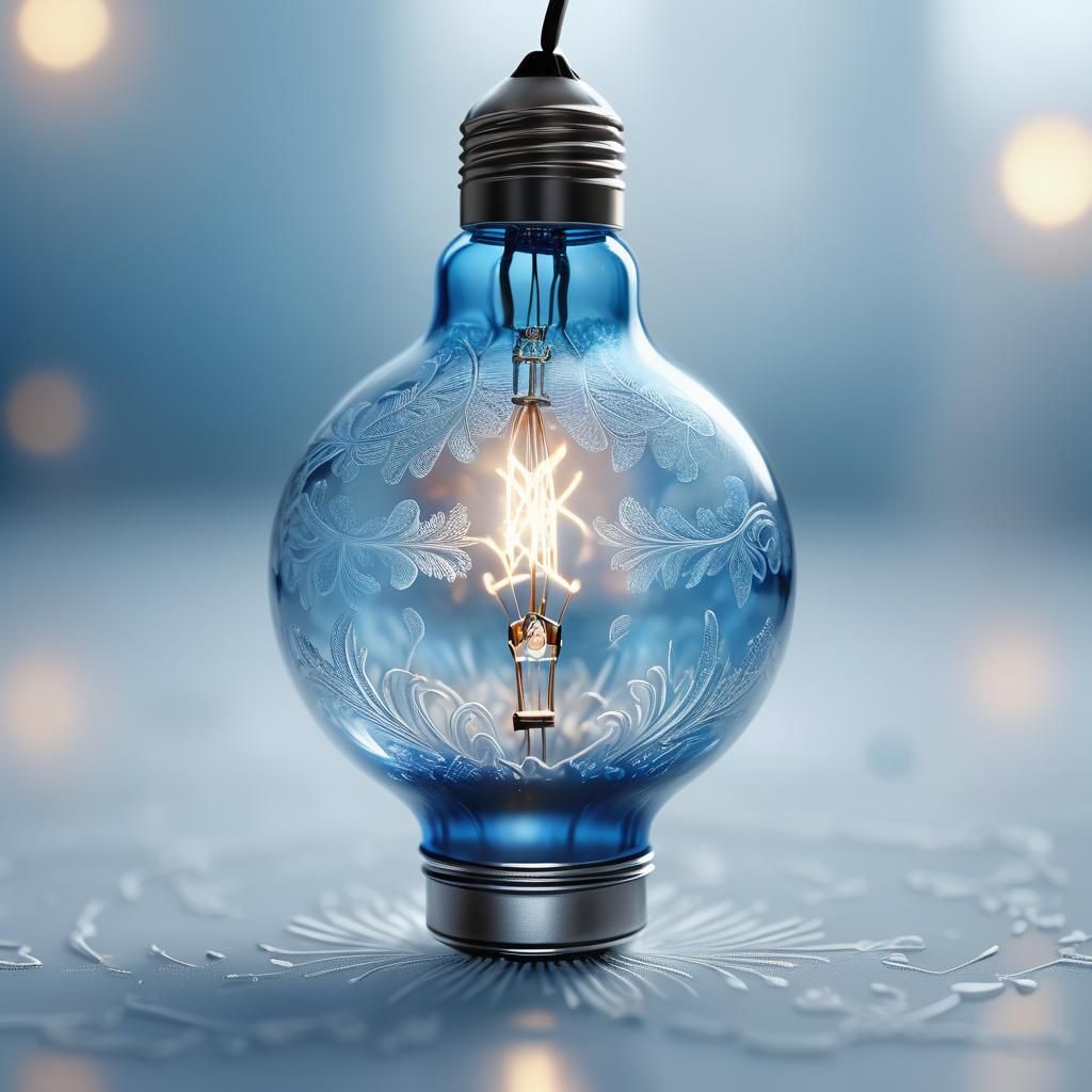 Glowing Blue Bulb in Ethereal Digital Art