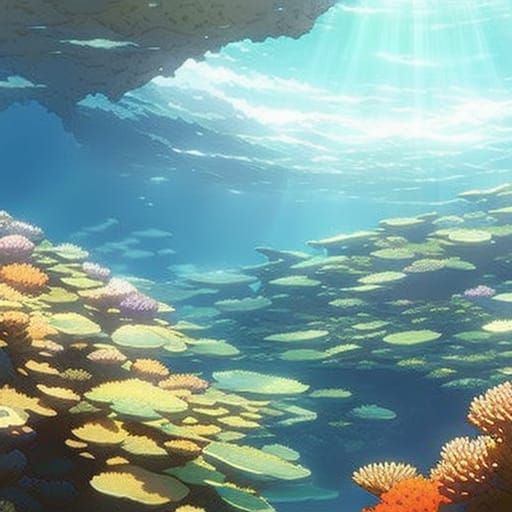 Underwater Coral Reef in Anime Style