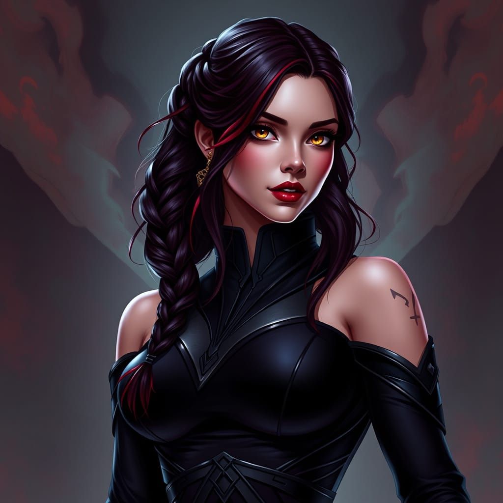 Dark Side Adept Lady Synara Zaveth in Regal, Futuristic Atti...