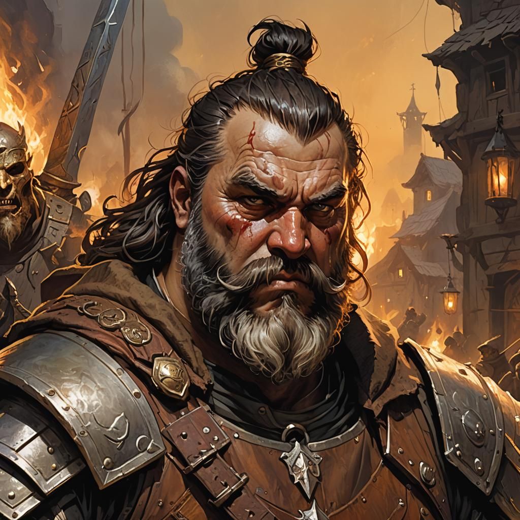 Stern Fantasy Beggar in Frank Frazetta Style