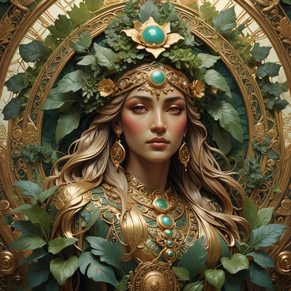 Art Nouveau Isis Cameo in Orange and Teal