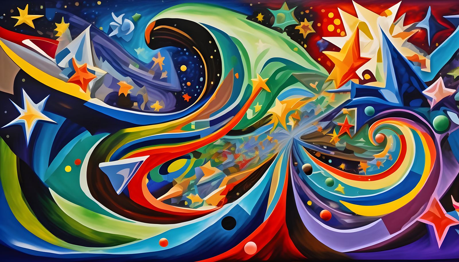 Cosmic Maelstrom of Stars in Impasto Style