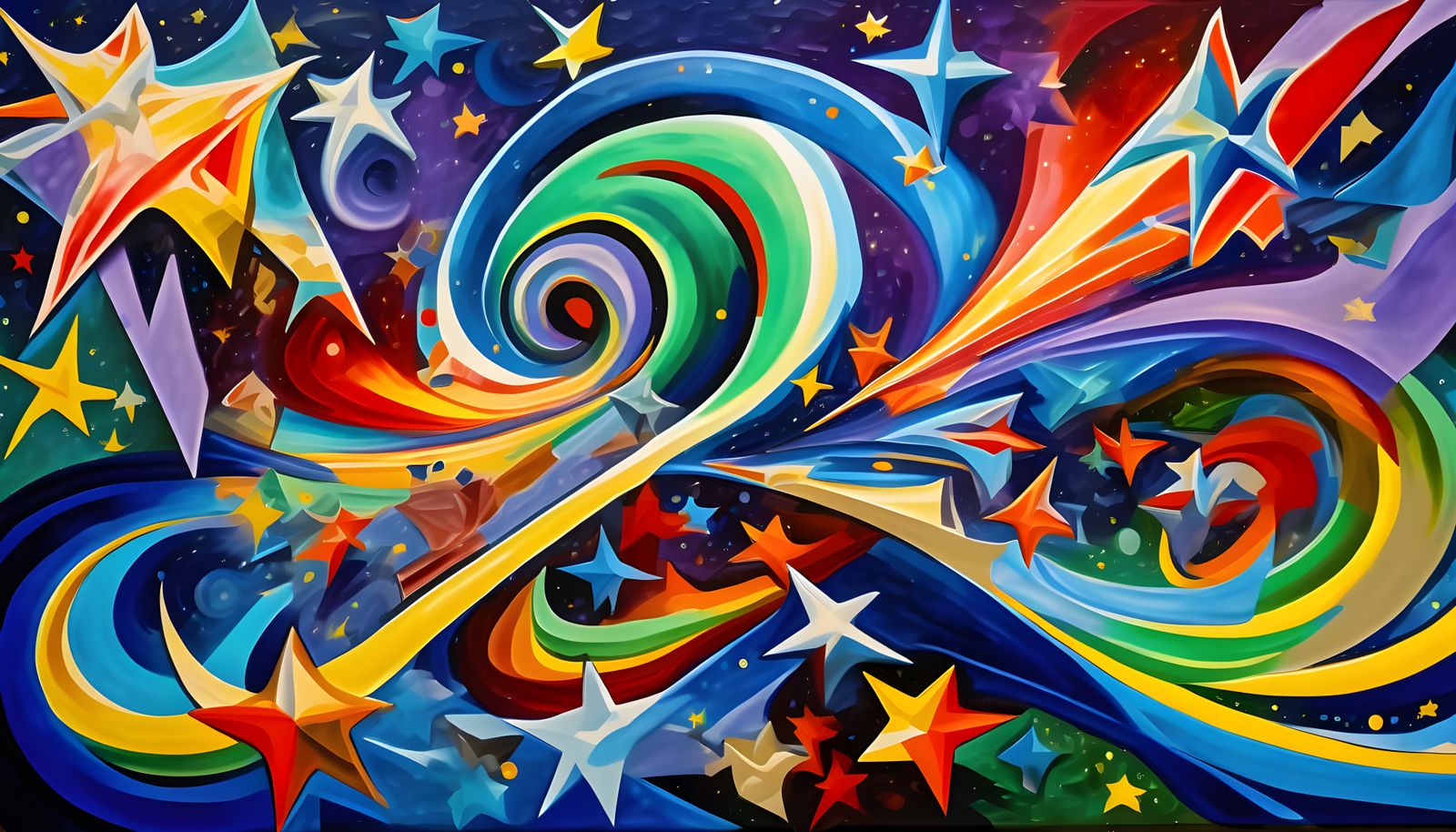 Cosmic Maelstrom of Stars in Impasto Style