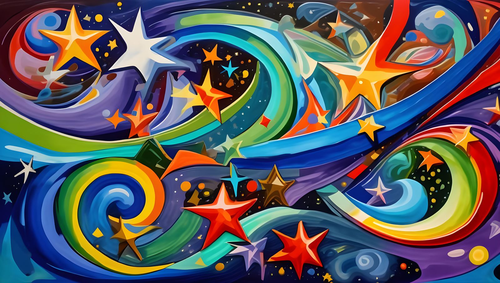 Abstract Cosmic Geysers in Impasto Oil Paint