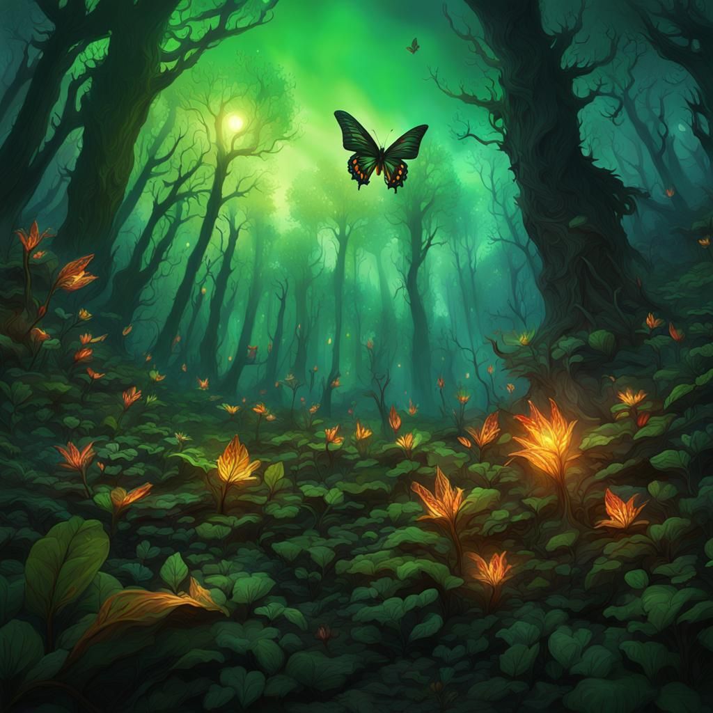 Glowing Butterfly Restores Burnt Forest in Matte Painting
