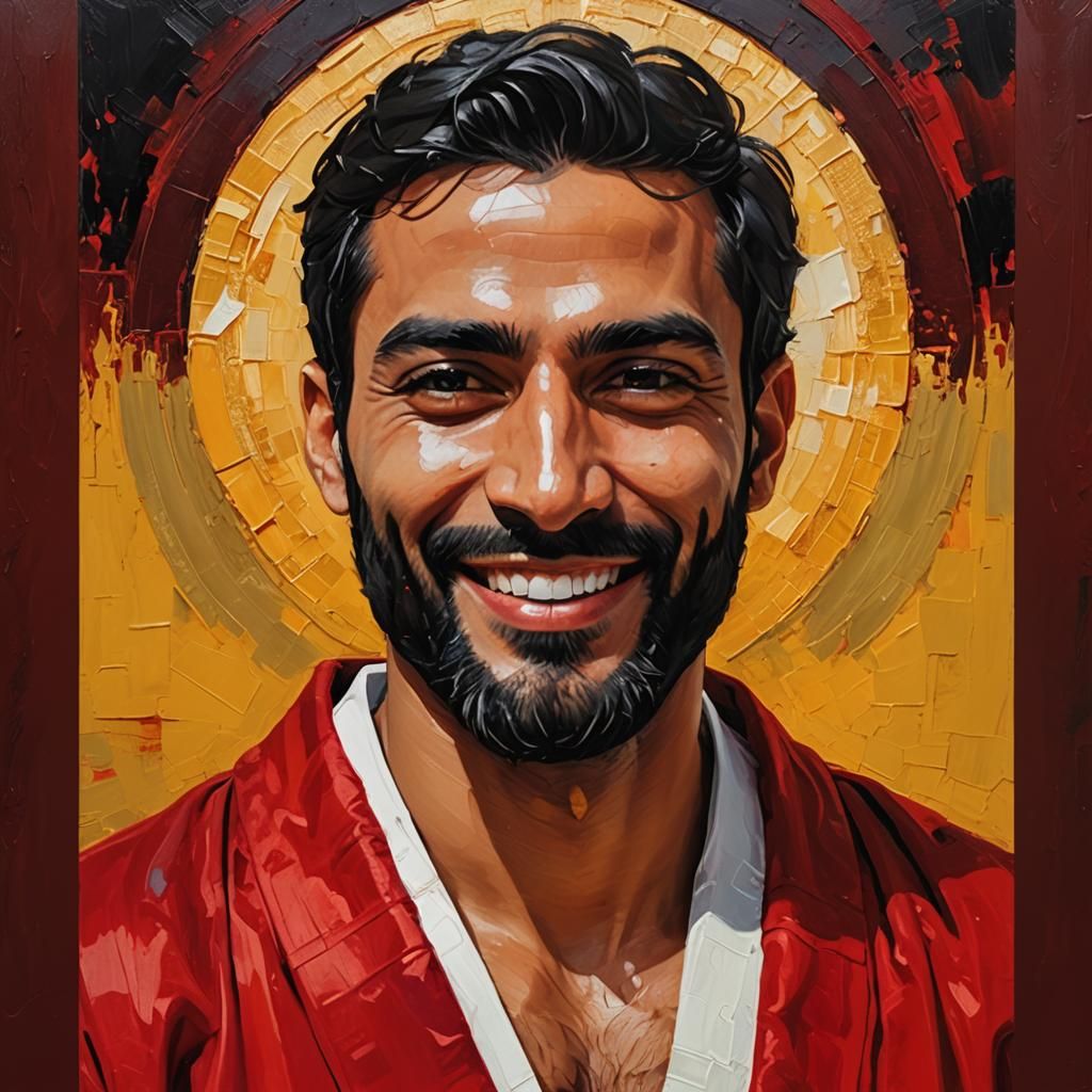 Neo-Expressionist Portrait with Impasto Textures and Golden ...