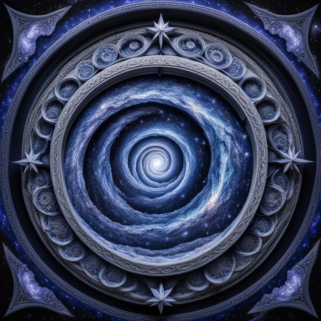 Hyperrealistic Blue Star Galaxy Center in Splash Art Style