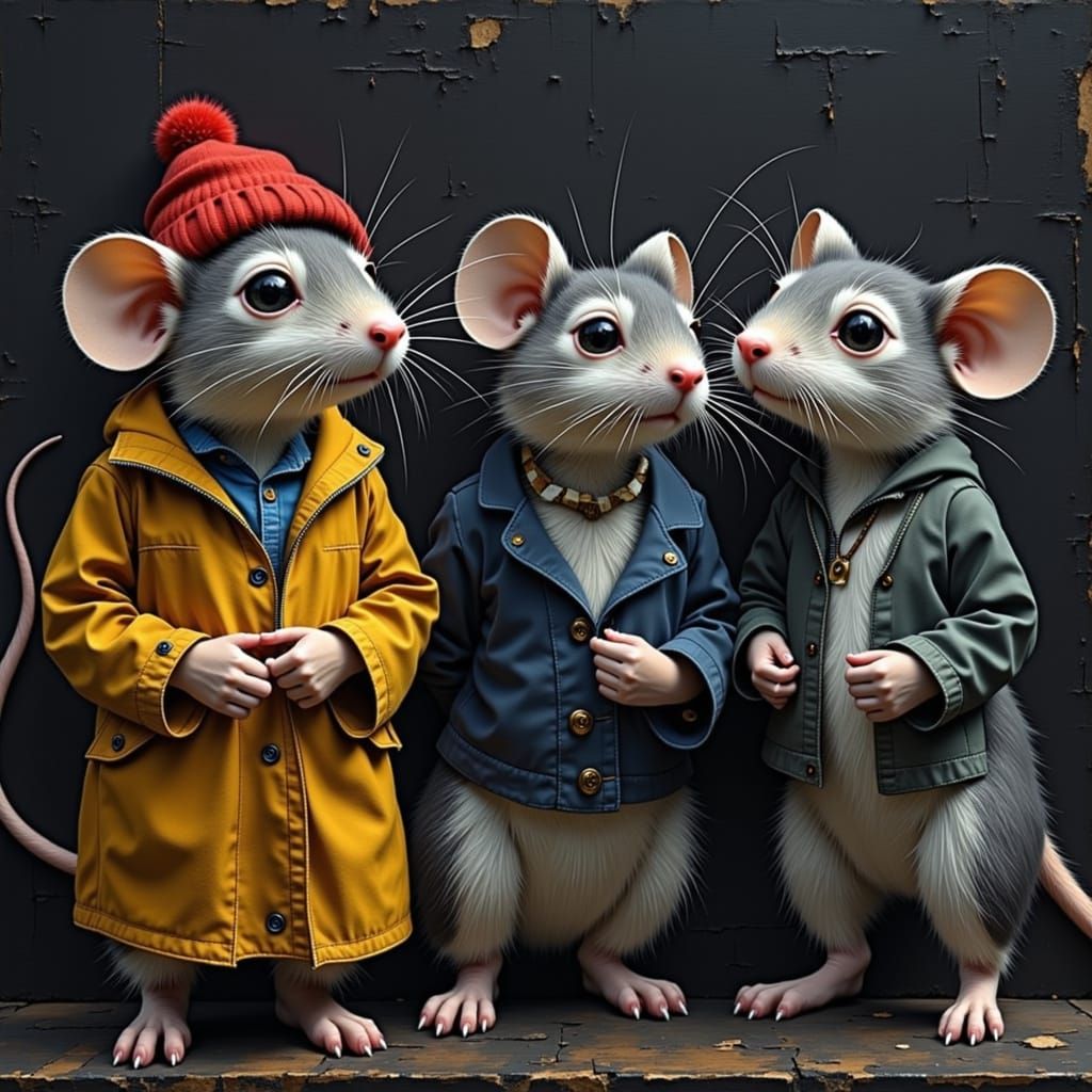 Charming Chalk Art: Playful Mice in Cityscape