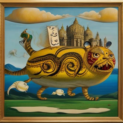 Surreal Bengal Tiger in Melting Oil Paint Style