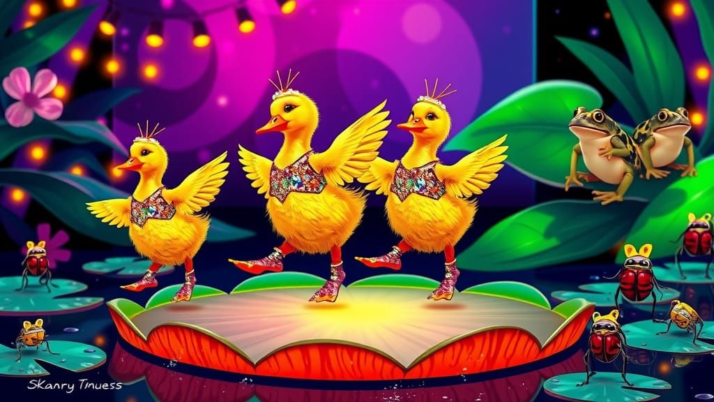 Disco Ducklings Dance in a Neon Wonderland