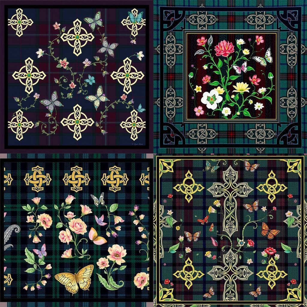 Traditional Celtic-Inspired Fabric Tile in Rich, Dark Colors
