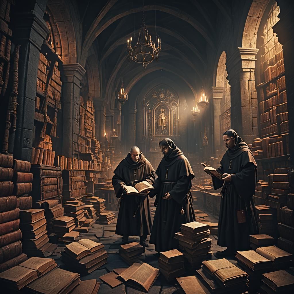 Monks and Ancient Books: A Matte Painting