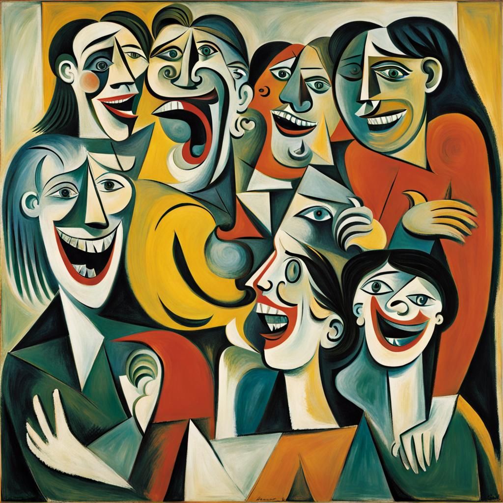 Cubist People Laughing: Picasso-Inspired AI Art