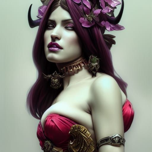 Seductive Slaanesh Demon Portrait in Volumetric Lighting