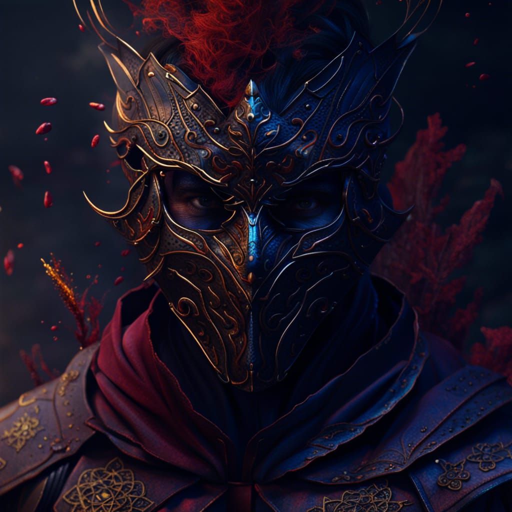 Intricate Masked Man in Detailed Matte Painting