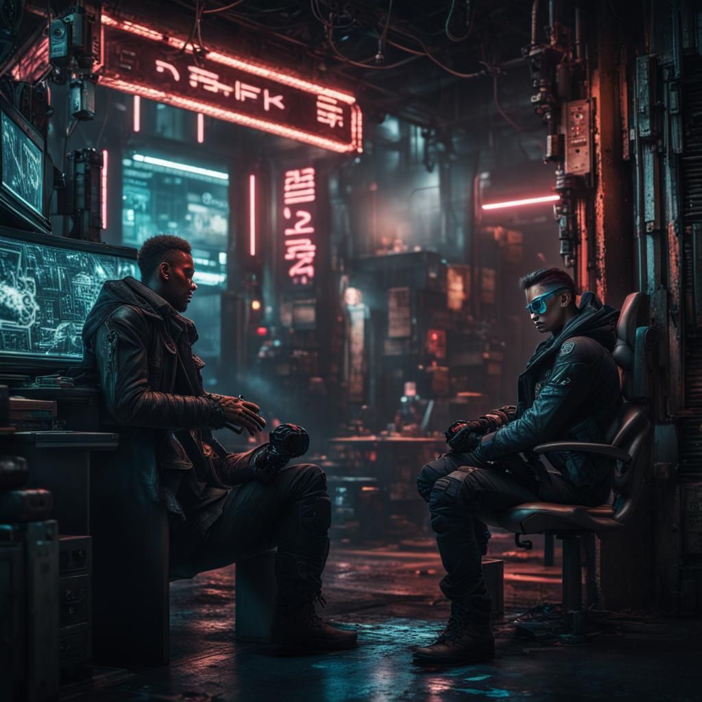 Hyperrealistic Cyberpunk Scene in 64 Megapixels