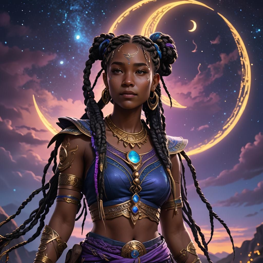 Fantasy Woman with Moon Eyes, Digital Art