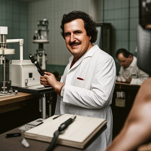 Pablo Escobar in a Scientific Research Lab