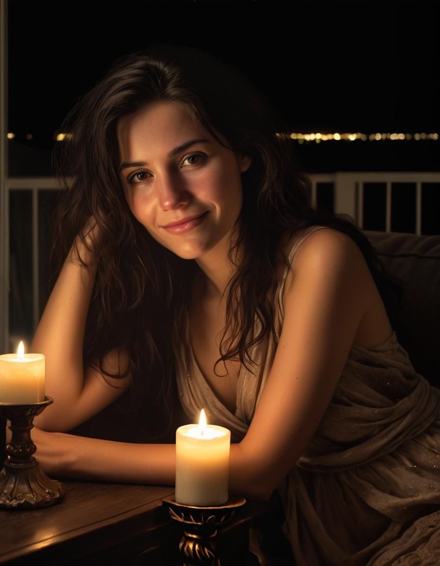 Ethereal Candle in Chiaroscuro Oil Painting