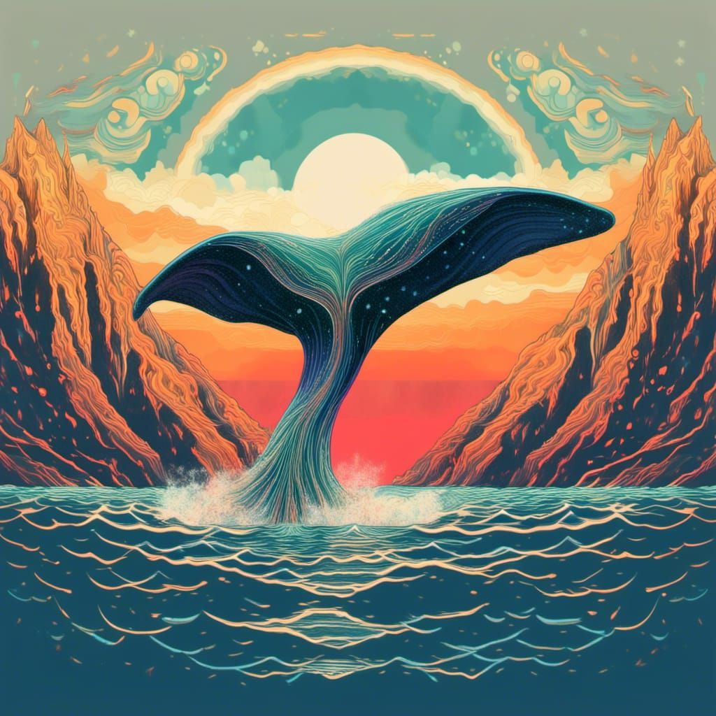 Humpback Whale Tail in Pop Art Style