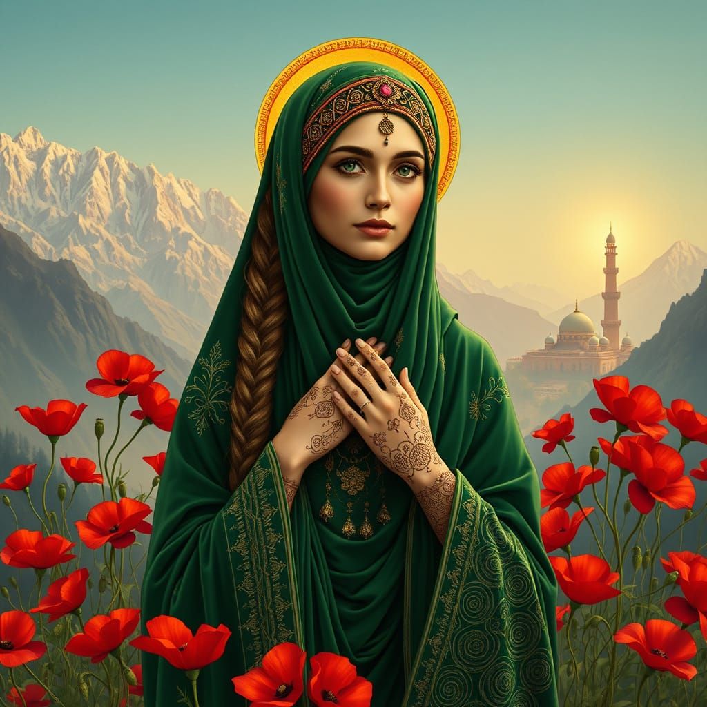 Afghan Queen in Hindu Kush, Art Nouveau Style