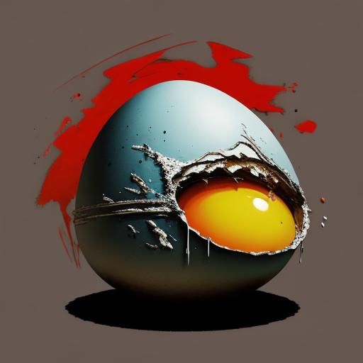 Angry Egg in Gritty Comic Book Style